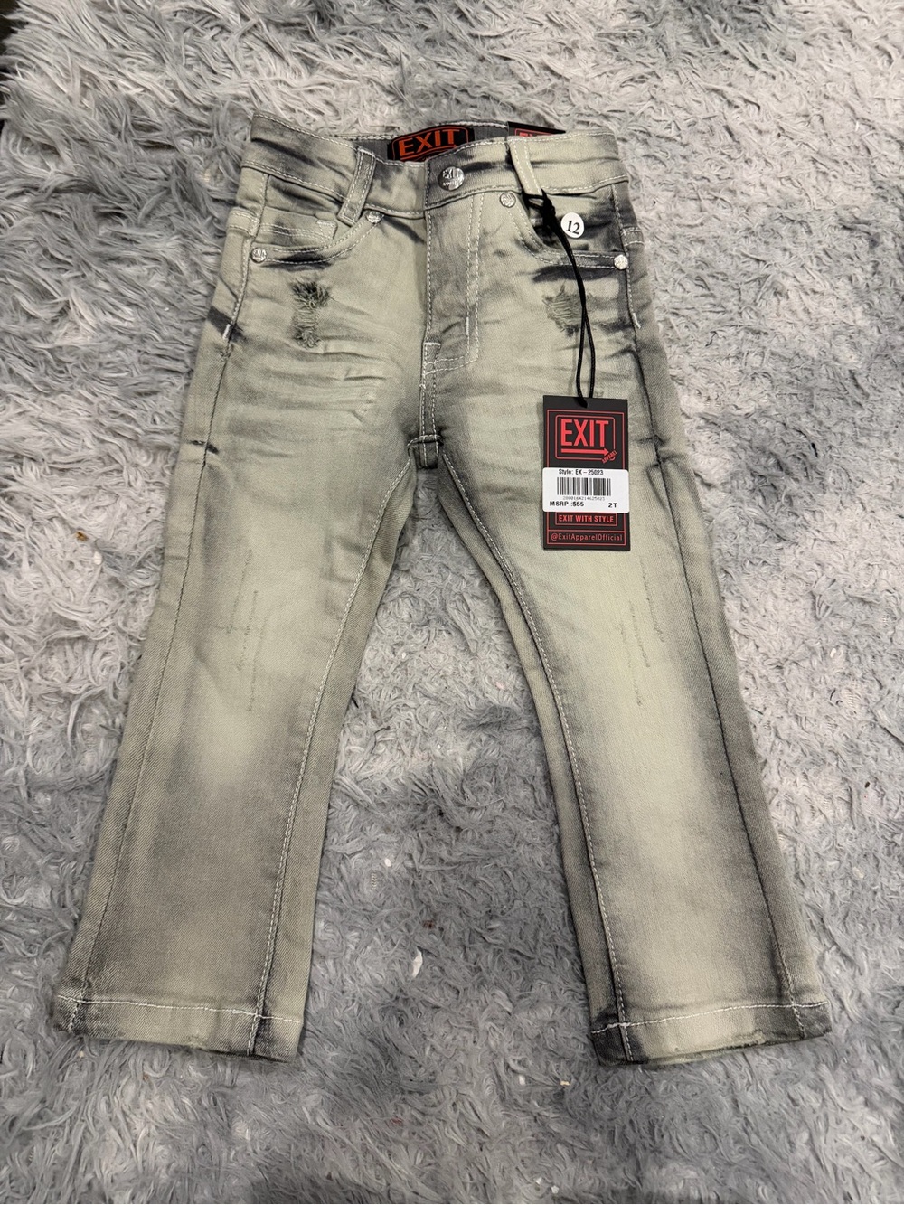 Toddler EXIT Boys' Grey Distressed Slim Jeans 2t